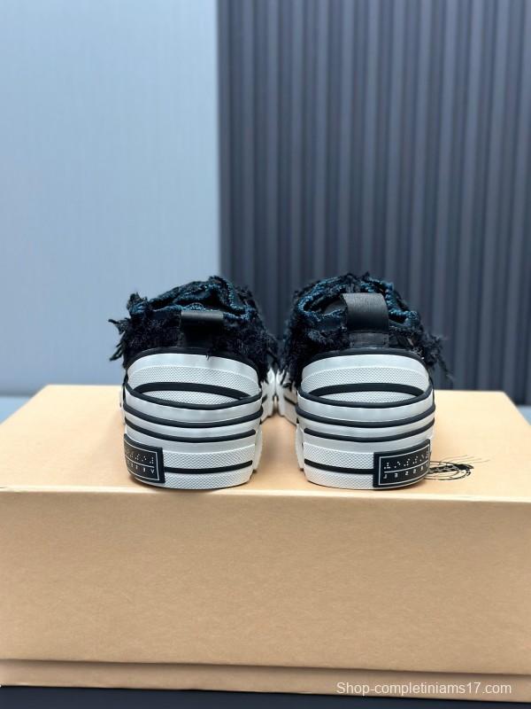 2025 Unisex XVESSEL Black Canvas Plimsolls Distressed Artistic AS00260