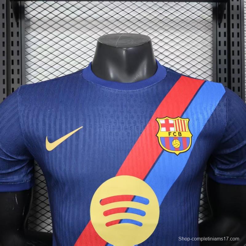 Player Version 25/26 Barcelona Blue with Red and Light Blue Diagonal Stripe Jersey