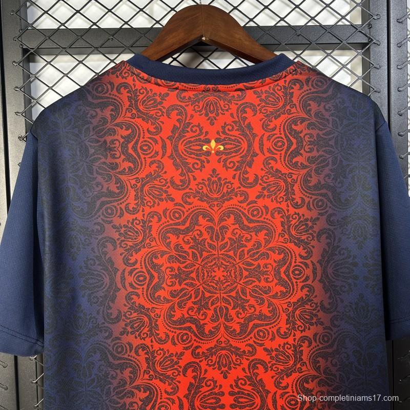 25/26 PSG  Paris Saint-Germain Navy with Red Ornate Pattern Jersey