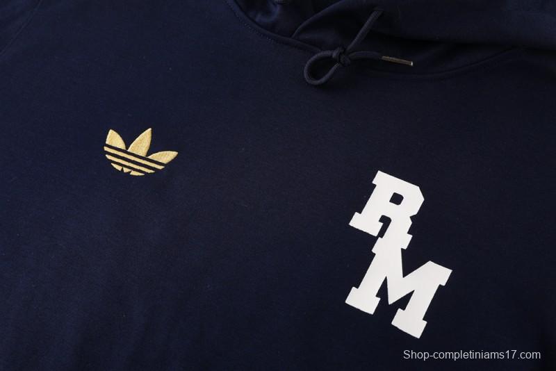 25/26 Real Madrid Navy Hoodie Full Zipper Jacket + Long Pants