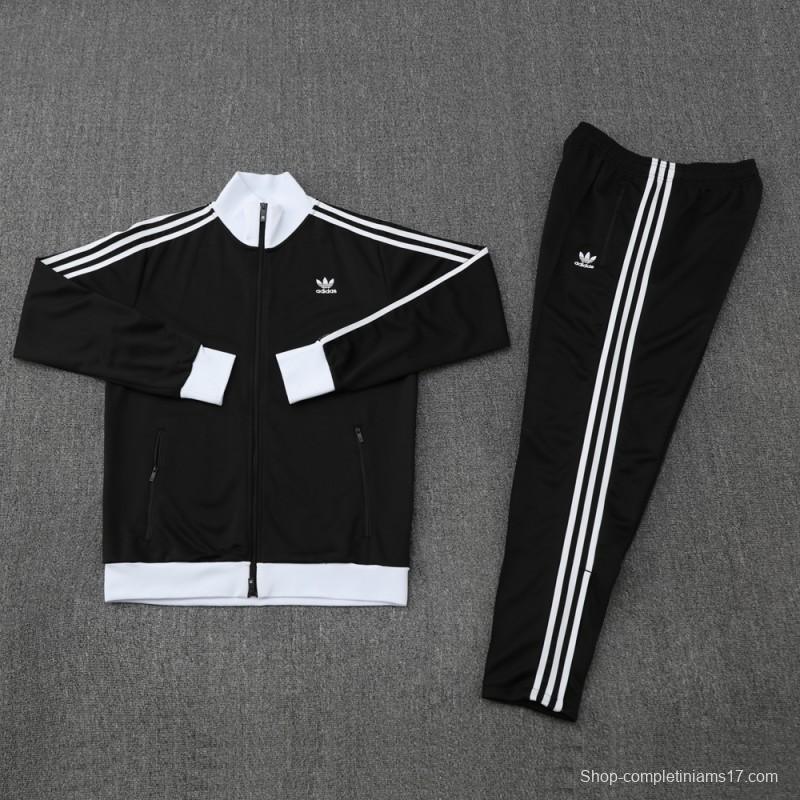 2025 Adidas Original Black Full Hoodie Zipper Jacket +Long Pants