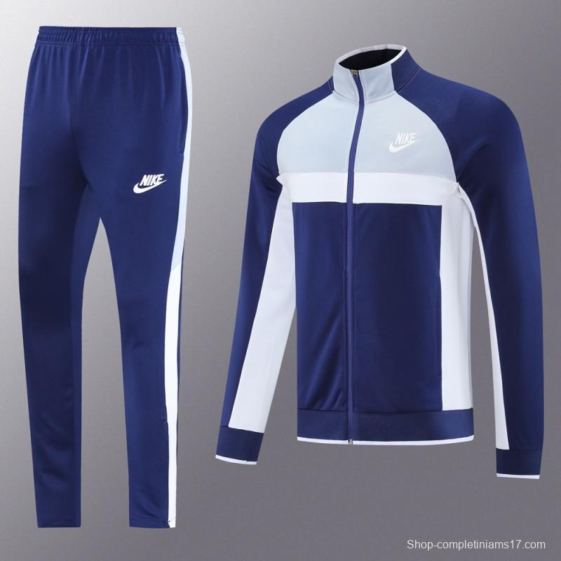 2025 Nike Grey/Navy Full Hoodie Zipper Jacket +Long Pants
