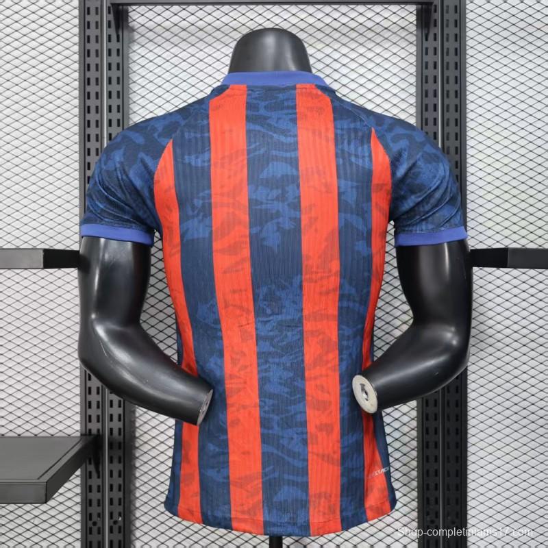 Player Version 25/26 Barcelona Home Blue Red Stripes Jersey with Spotify Sponsor