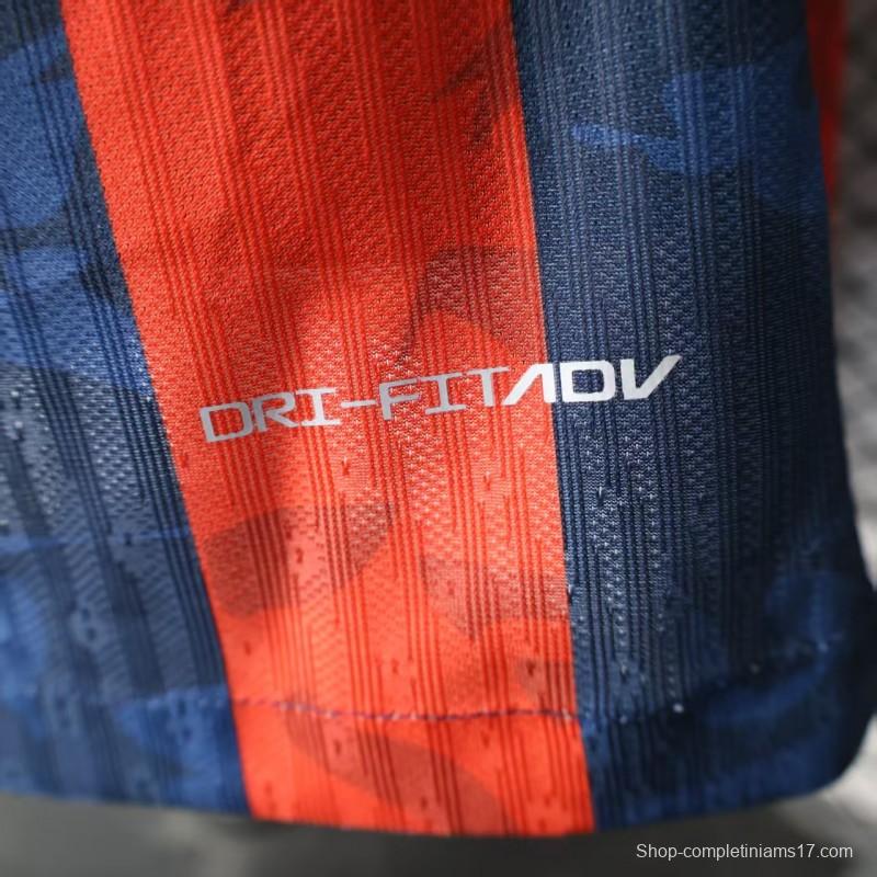 Player Version 25/26 Barcelona Home Blue Red Stripes Jersey with Spotify Sponsor