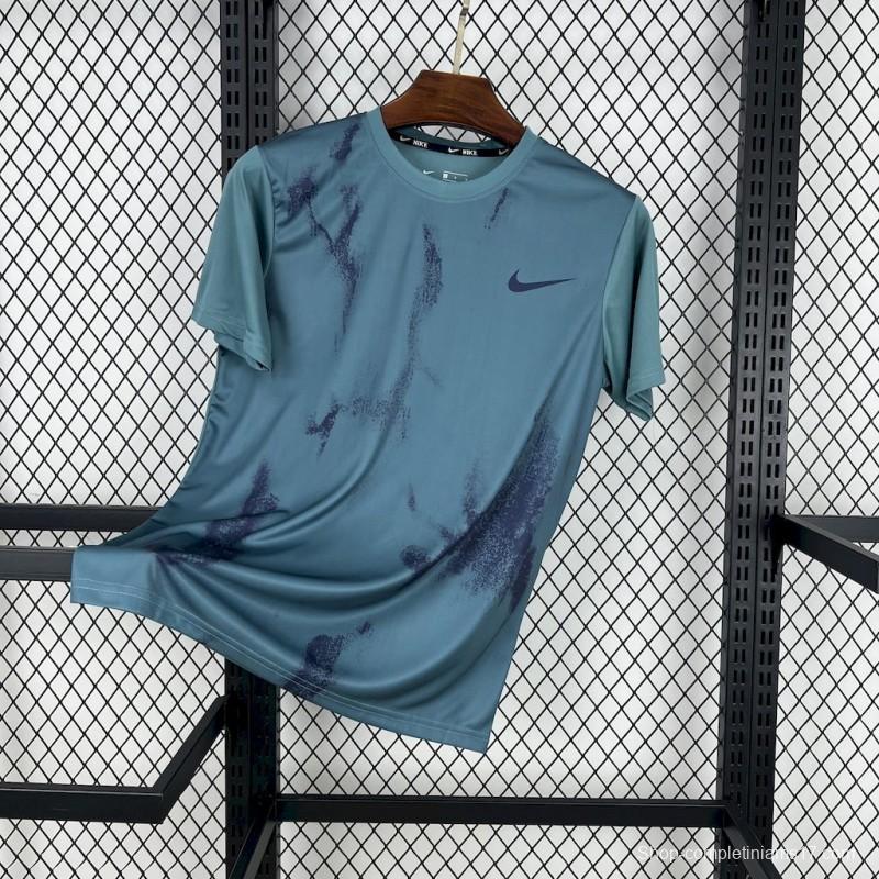 2025 NIKE Training Light Blue with Abstract Paint Brush Pattern T-Shirt #1045