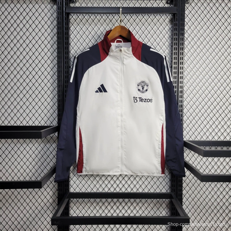 25/26 Manchester United Jacket White Windbreaker