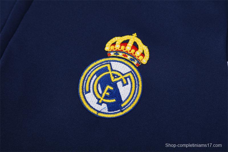 Retro 03/04 Real Madrid Royal Blue Half Zipper Jacket