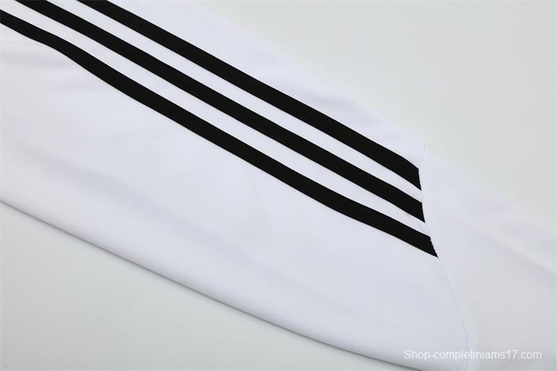 Retro 13/14 Real Madrid White Half Zipper Jacket+Long Pants