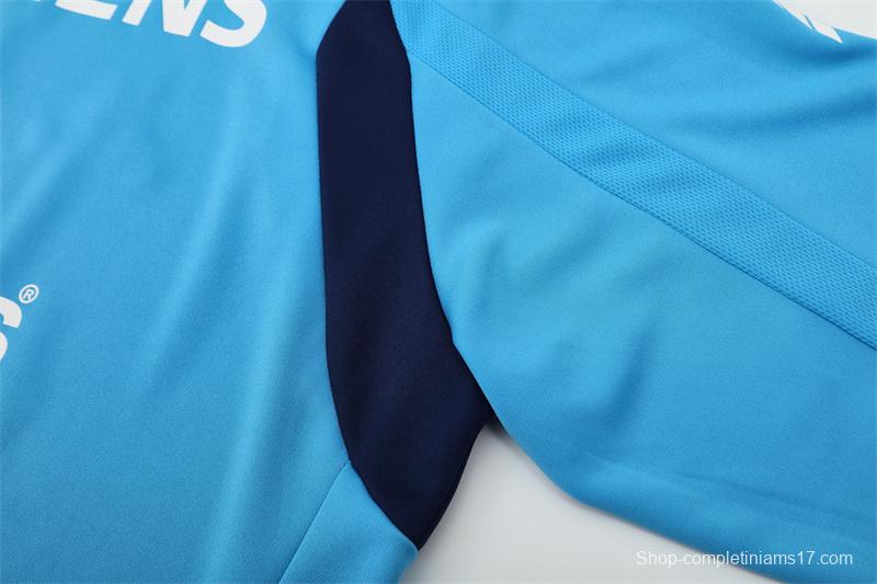 Retro 05/06 Real Madrid Light Blue Half Zipper Jacket+Long Pants