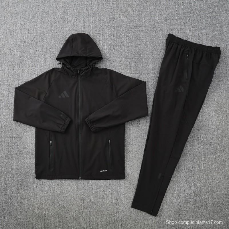 25/26 Adidas Black Hoodie Full Zipper Jacket + Long Pants