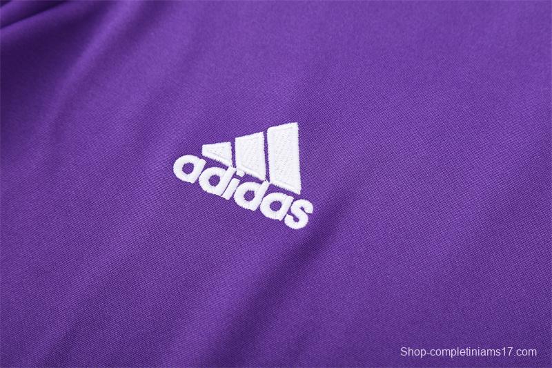 Retro 16/17 Real Madrid Purple Half Zipper Jacket+Long Pants