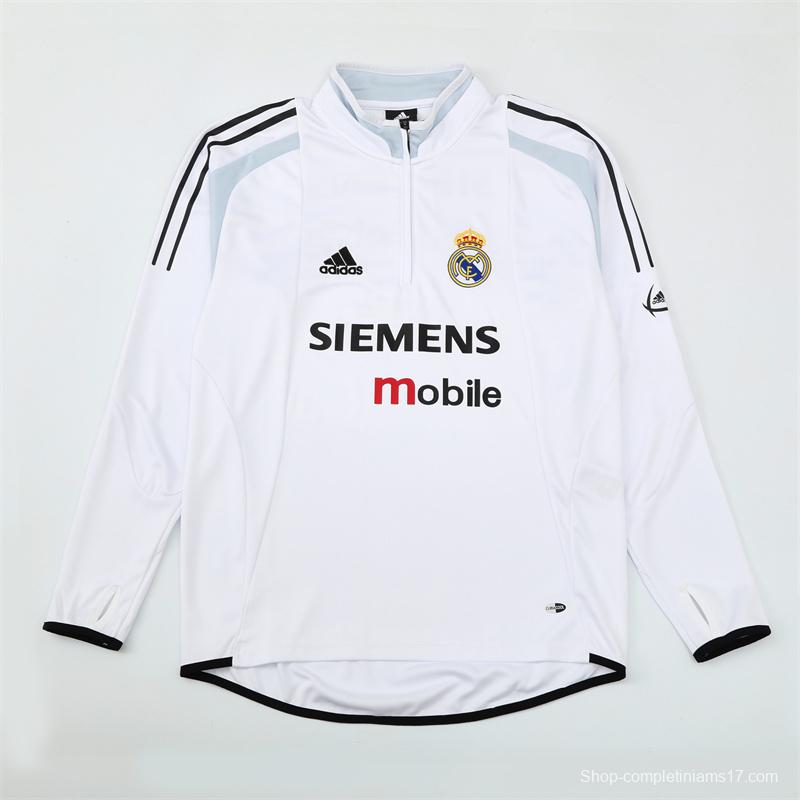 Retro 04/05 Real Madrid White Half Zipper Jacket