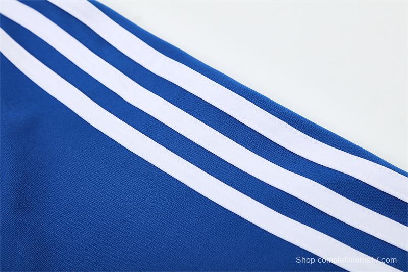 Retro 13/14 Real Madrid Color Blue Half Zipper Jacket+Long Pants