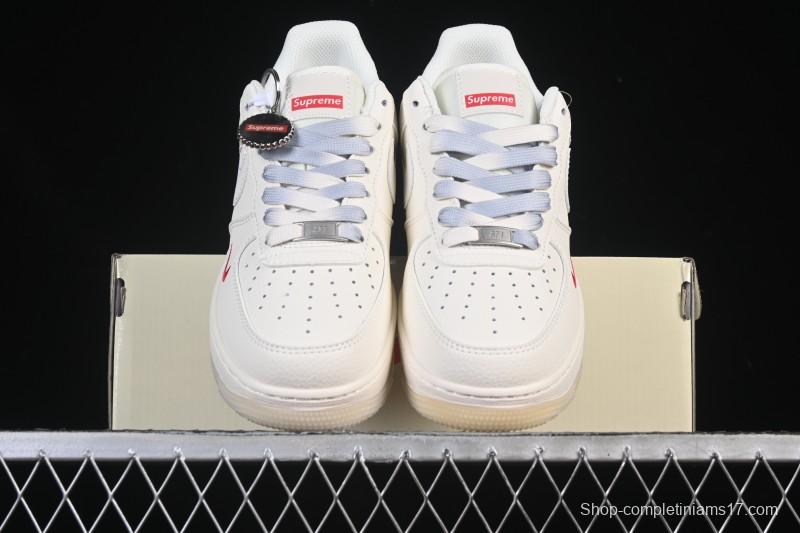 Nike Air Force 1 '07 Low Supreme Collaboration Beige Grey Crystal Sole Casual Sneakers - XX3168-178