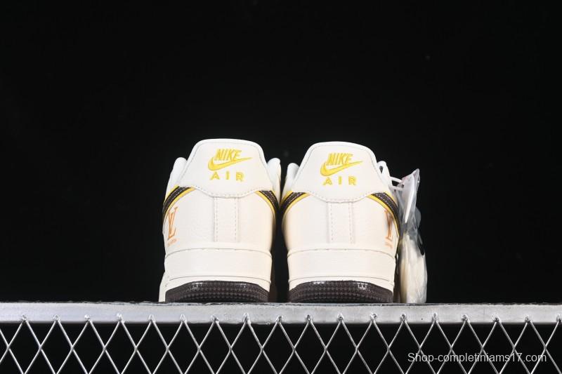 Nike Air Force 1 '07 Low LV Collaboration Beige Brown Patchwork Casual Sneakers - DD1982-302