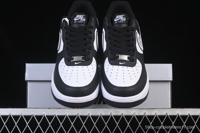 Nike Air Force 1'07 Low Black White Cracked Leather Casual Sneakers - ZH0316-118