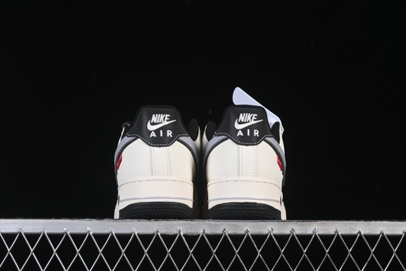 Nike Air Force 1'07 Low Beige Gray Black Letter Casual Sneakers - JS8028-018