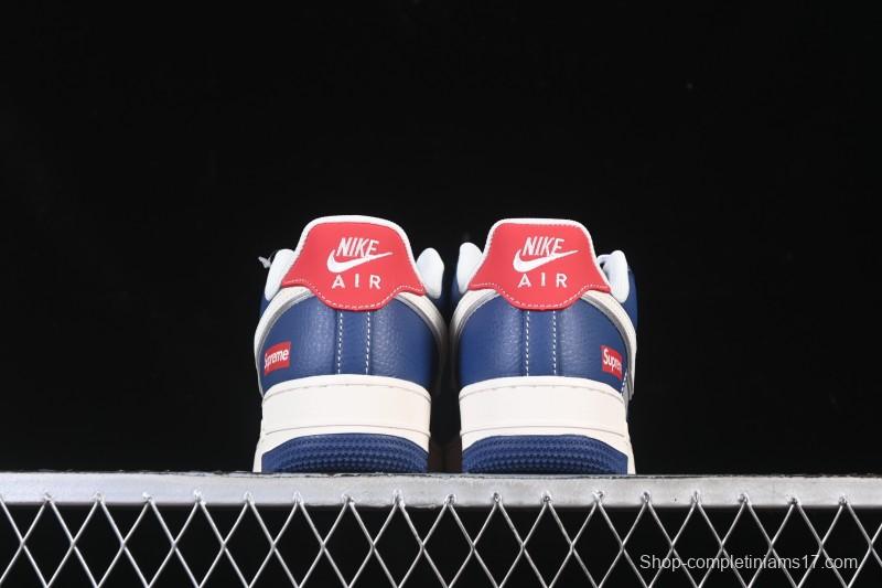 Nike Air Force 1 '07 Low Supreme Collaboration White Blue Gray Red Casual Sneakers - XD2588-602