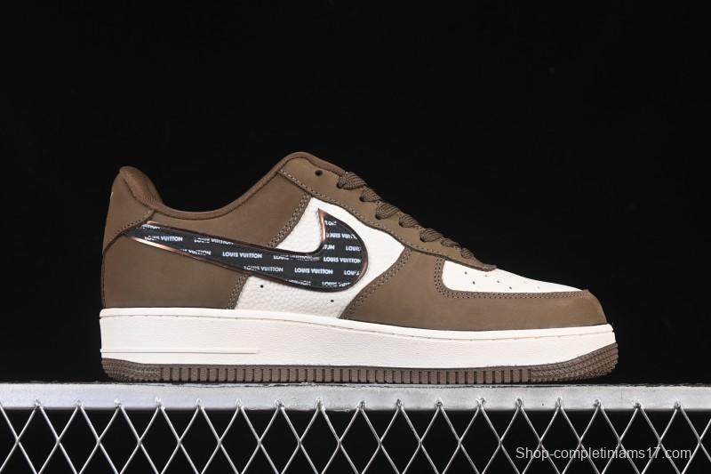 Nike Air Force 1 '07 Low LV Collaboration Military Green Silver Black Casual Sneakers - DK0188-086