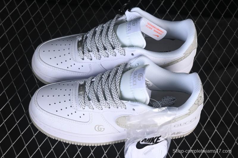 Nike Air Force 1 '07 Low Gucci Collaboration Light Gray Denim Glow-in-the-Dark Low-Top Casual Sneakers - XX3168-197
