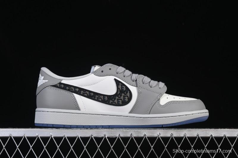 Dior Air Jordan 1 Low White Grey Collaboration Low-Top Sneakers - CN8608-002