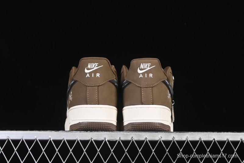 Nike Air Force 1 '07 Low LV Collaboration Military Green Silver Black Casual Sneakers - DK0188-086