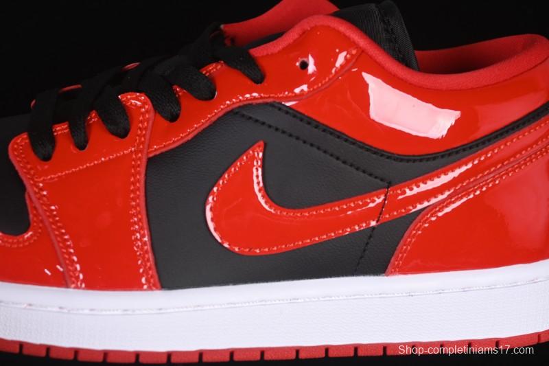 Nike Air Jordan 1 Low AJ1 Patent Leather Black Red Low-Top Casual Sneakers HV4089-006
