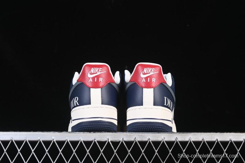 Nike Air Force 1 '07 Low Dior Collaboration White Blue Gray Hook Casual Sneakers - XD2588-603