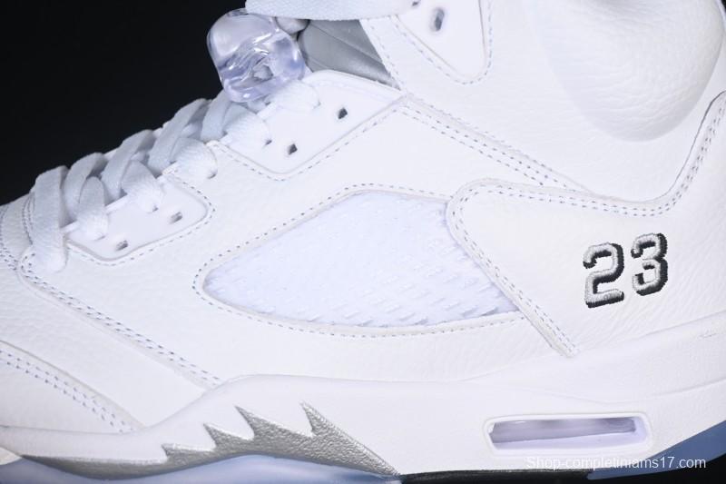 Nike Air Jordan 5 Retro White Metallic Basketball Shoes - HQ7978-103