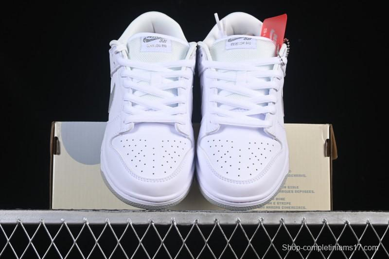 Nike Supreme x Dunk SB Dunk Low White Low-Top Casual Skate Shoes - HQ8487-100