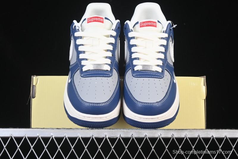 Nike Air Force 1 '07 Low Supreme Collaboration White Blue Gray Red Casual Sneakers - XD2588-602