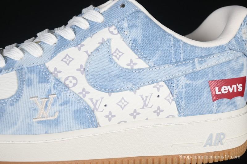 Nike Air Force 1 '07 Low Levi's White Light Blue Casual Sneakers - YF9511-814