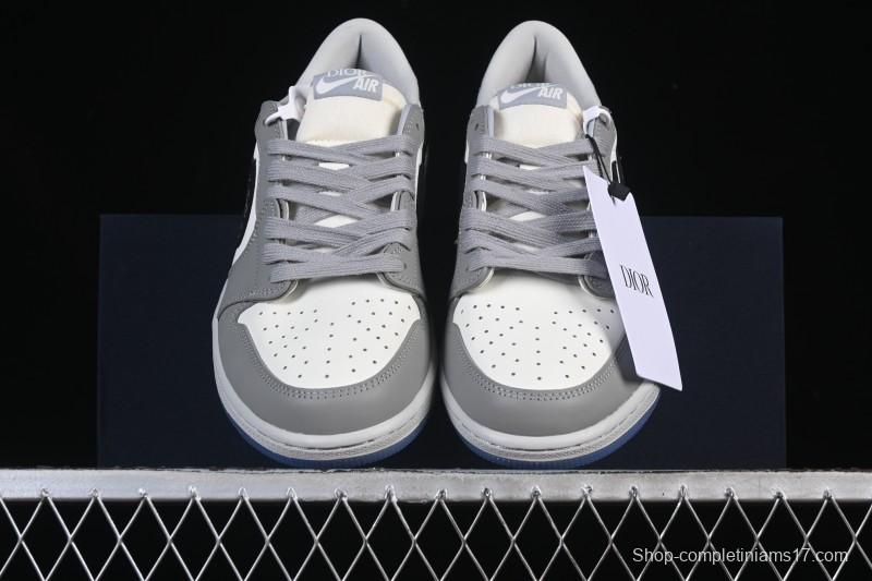 Dior Air Jordan 1 Low White Grey Collaboration Low-Top Sneakers - CN8608-002