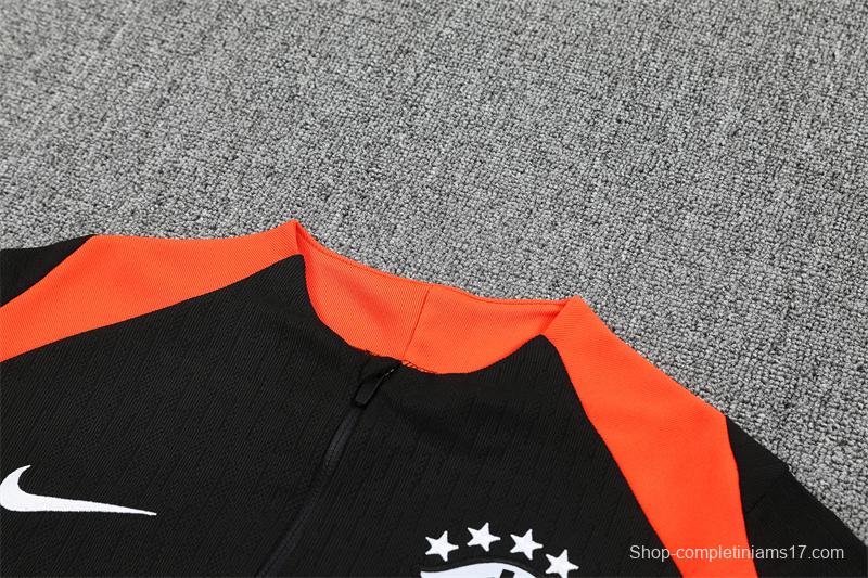 Player Version 25/26 Brazil Black Half Zipper Jacket+Long Pants