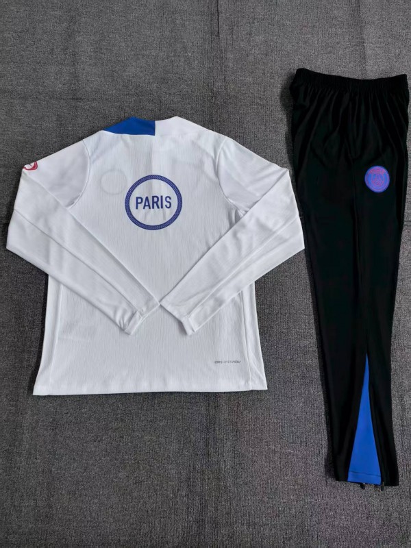 Player Version 25/26 Kids Paris White T90 Half Zipper Jacket+Long Pants