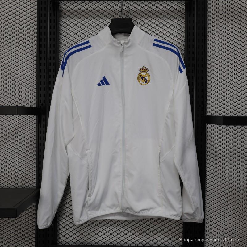 25/26 Real Madrid WHITE Windbreaker (with Inner Lining)