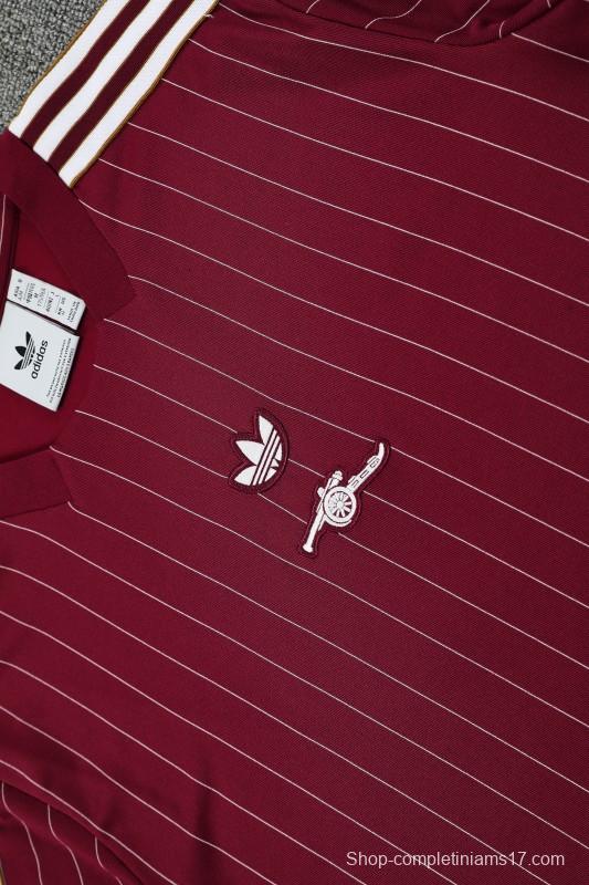 25/26 Arsenal Adidas Original Wine Short Sleeve Jersey+Shorts