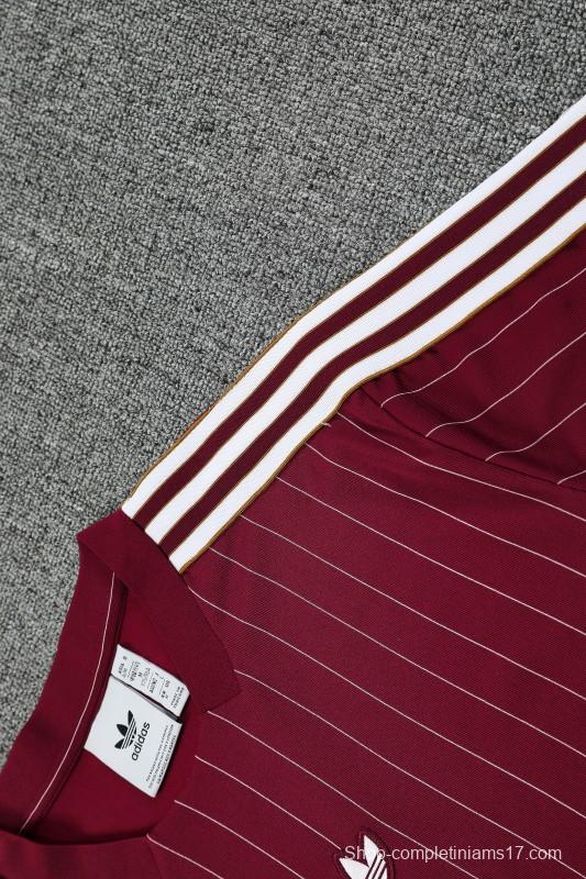 25/26 Arsenal Adidas Original Wine Short Sleeve Jersey+Shorts