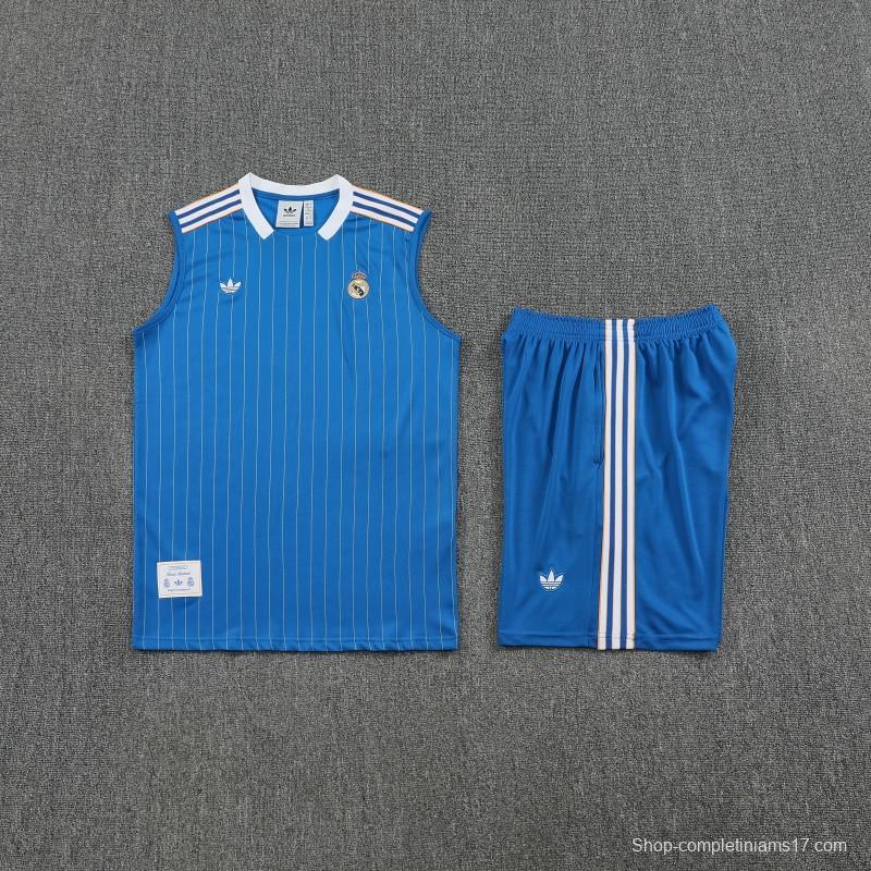 25/26 Real Madrid Adidas Original Blue Vest Jersey+Shorts