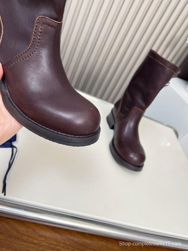 Prada 2025 SS Retro Martin Boots Motorcycle Boots - LY00350