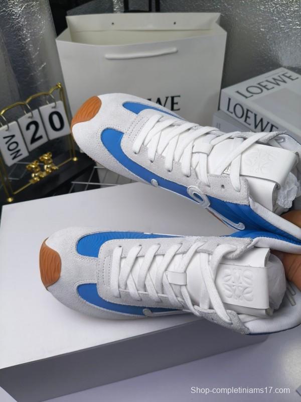LOEWE High-Top German Training Sneakers Retro Fashion Casual White Shoes - LY00330