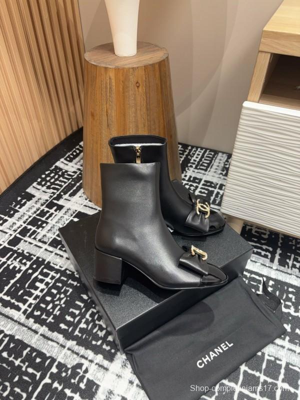 Chanel 2025 SS Bow CC Crystal Buckle Ankle Boots - LY00340/LY00350