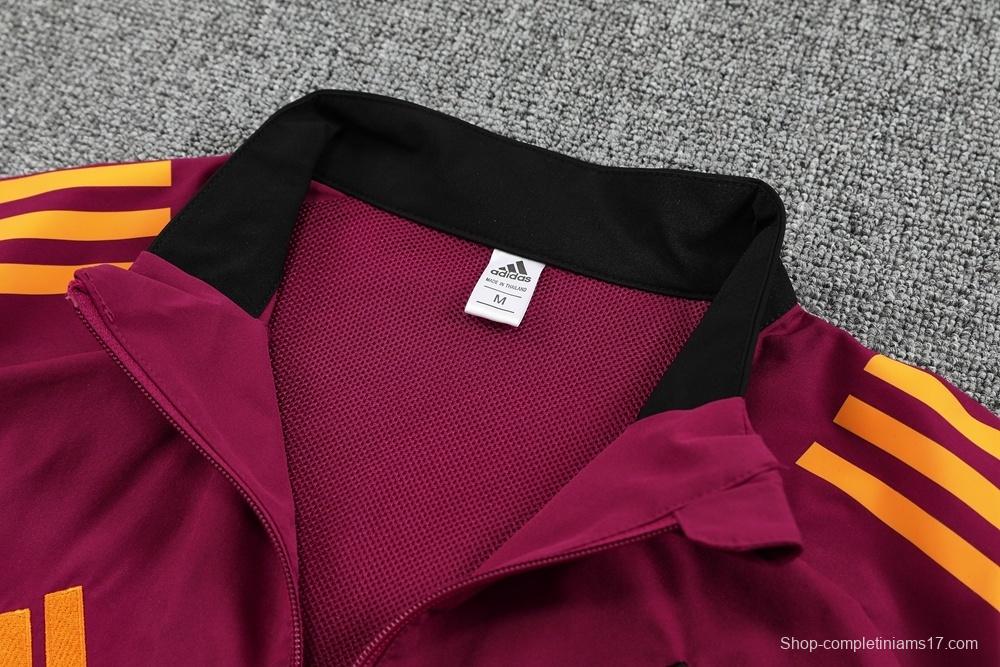 25/26 AS Roma Maroon S-3XL Half Zipper Jacket+Long Pants