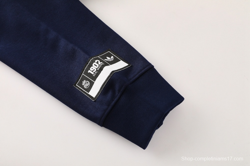 25/26 Real Madrid Royal Blue Half Zipper Jacket+Long Pants S-2XL