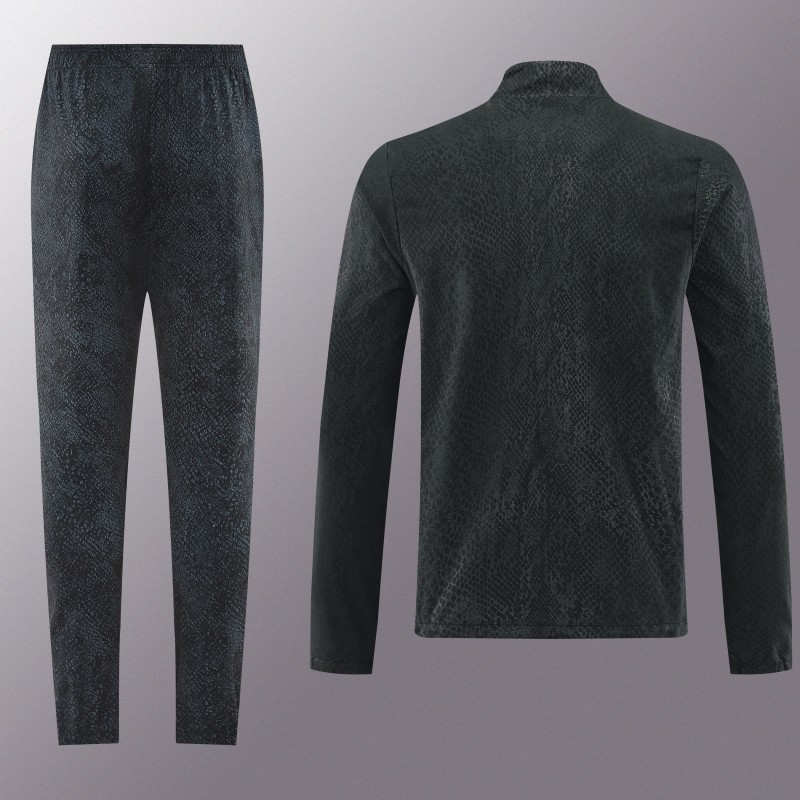 25/26 Barcelona Black S-3XL Half Zipper Jacket+Long Pants