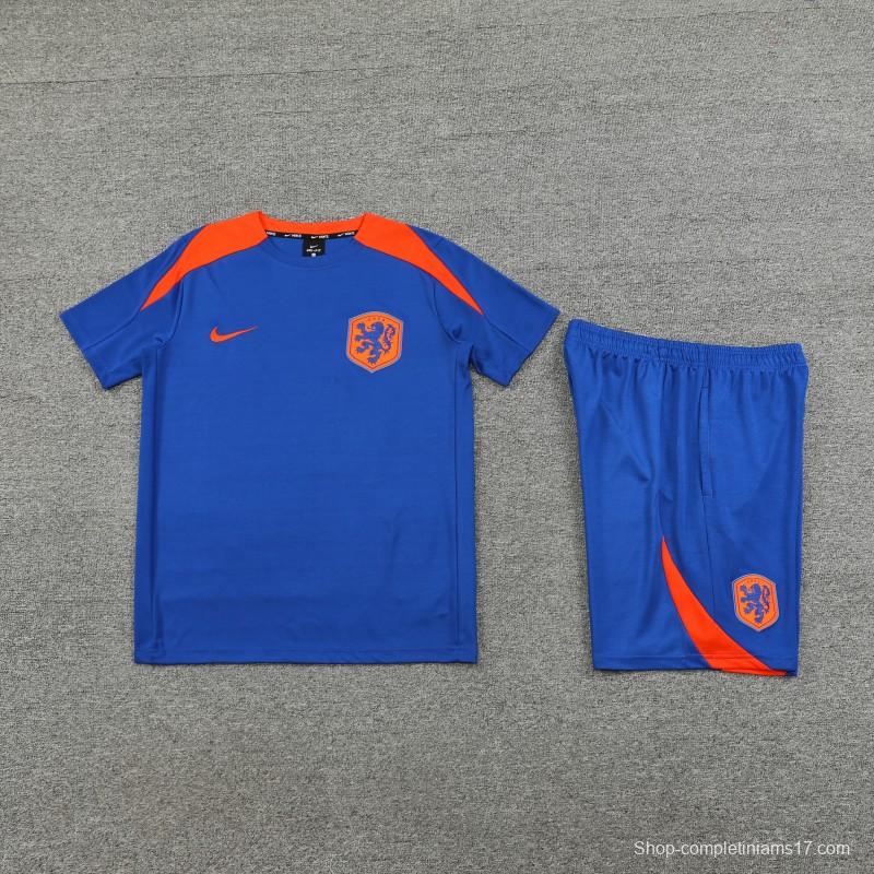 2025 Netherlands Blue Short Sleeve+Soccer Shorts