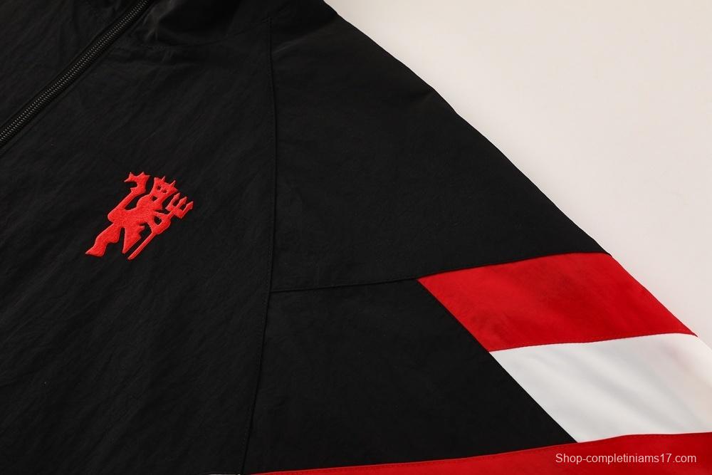 25/26 Manchester United Black Half Zipper Jacket+Long Pants S-3XL