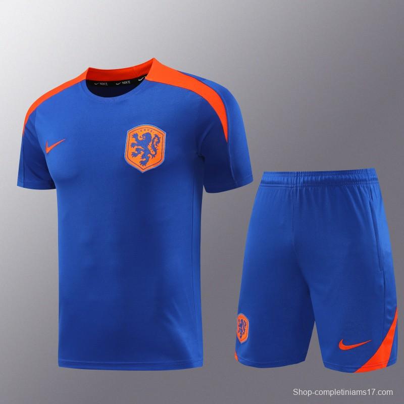 2025 Netherlands Blue Short Sleeve+Soccer Shorts