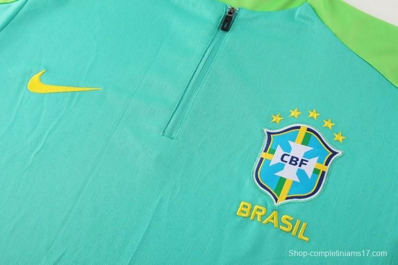 2025 Brazil Lake Green Half Zipper Jacket+Long Pants