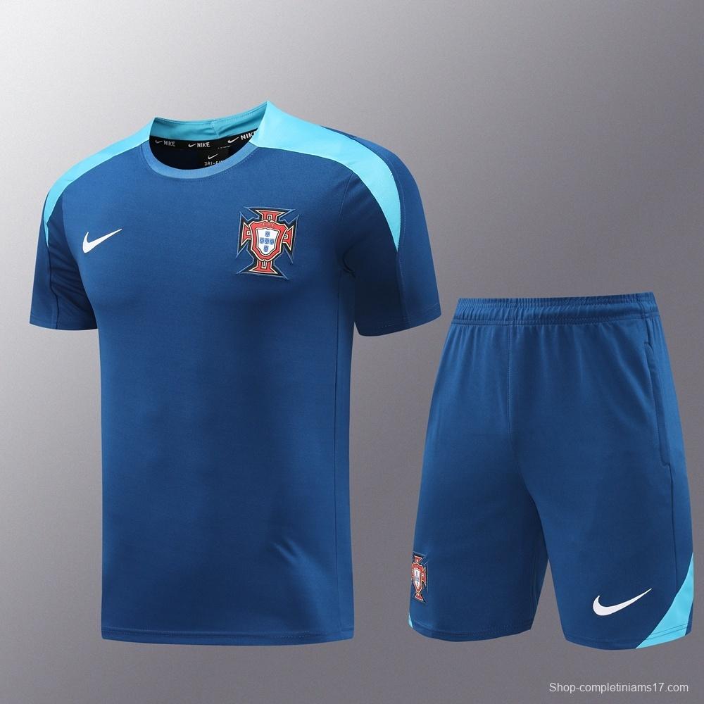 2025 Portugal Royal Blue Short Sleeve+Soccer Shorts